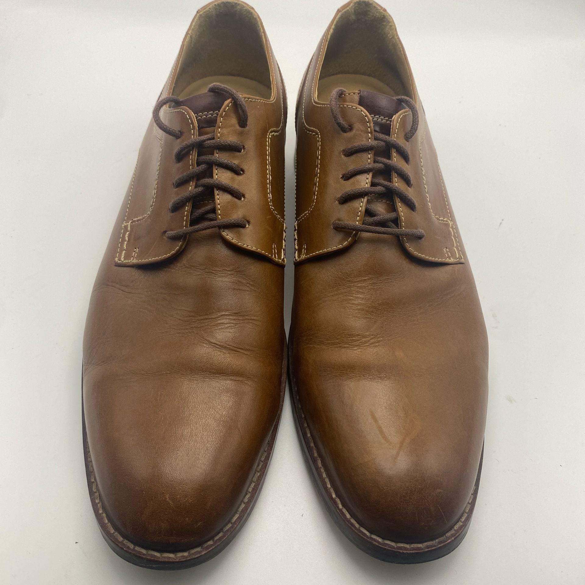 Johnston & Murphy Garner Plain Toe Size 12 M Brown Leather Shoes (DS1042) 2