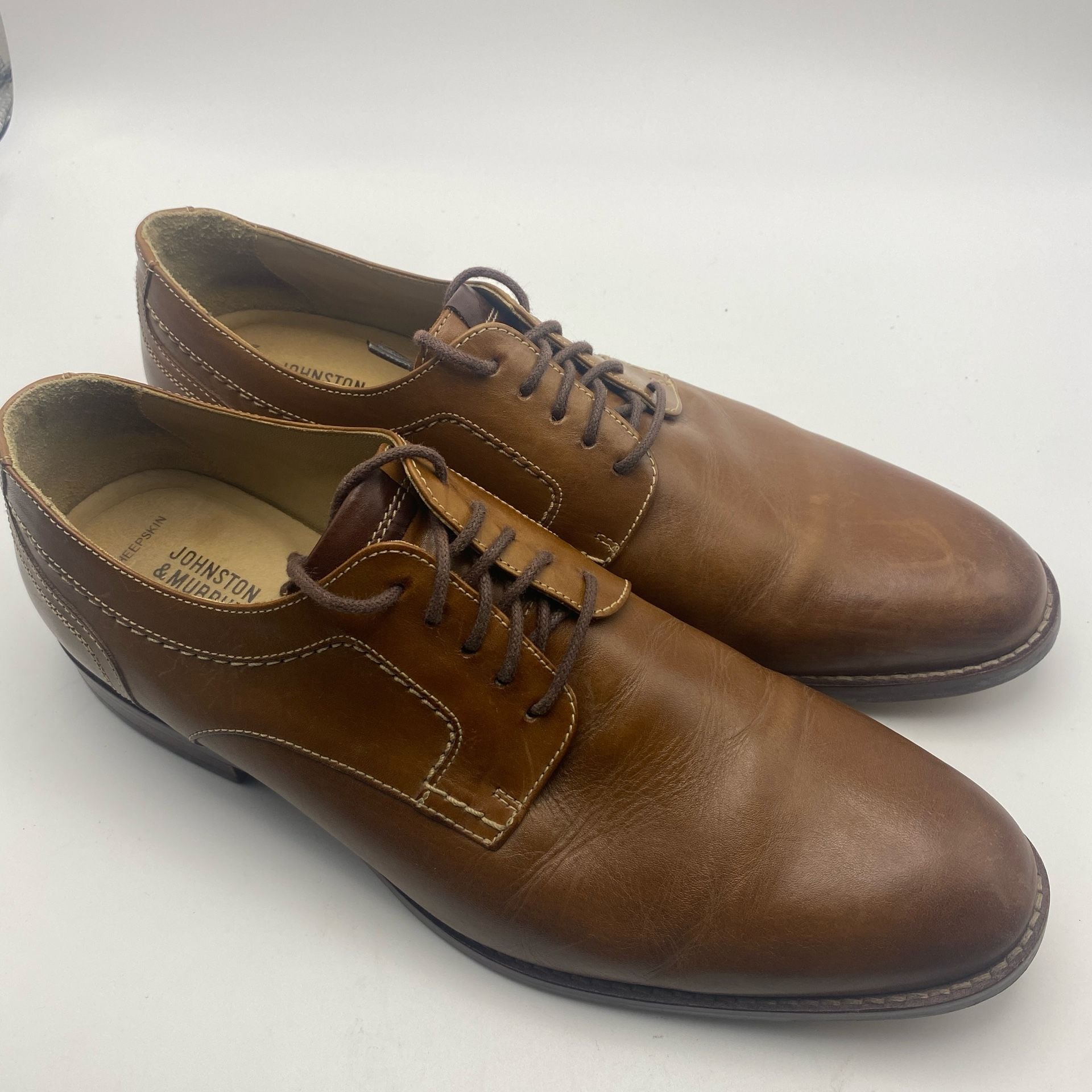 Johnston & Murphy Garner Plain Toe Size 12 M Brown Leather Shoes (DS1042) 4