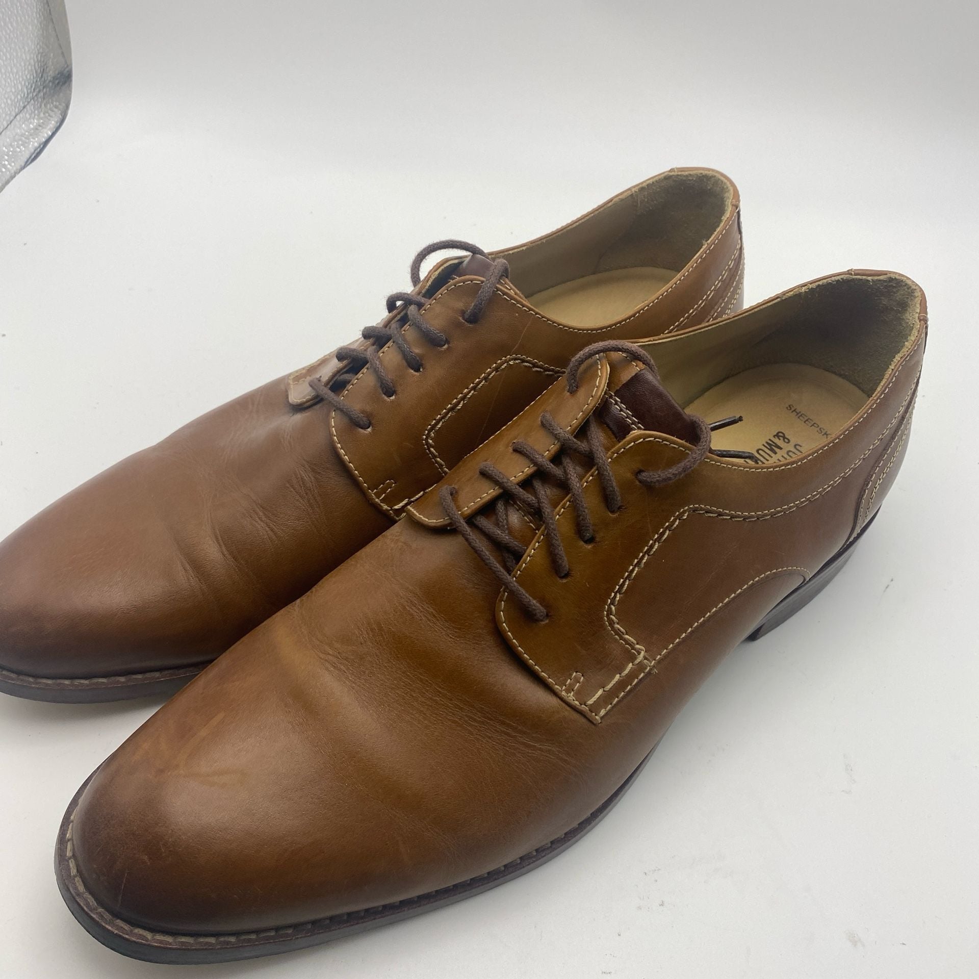 Johnston & Murphy Garner Plain Toe Size 12 M Brown Leather Shoes (DS1042) 5