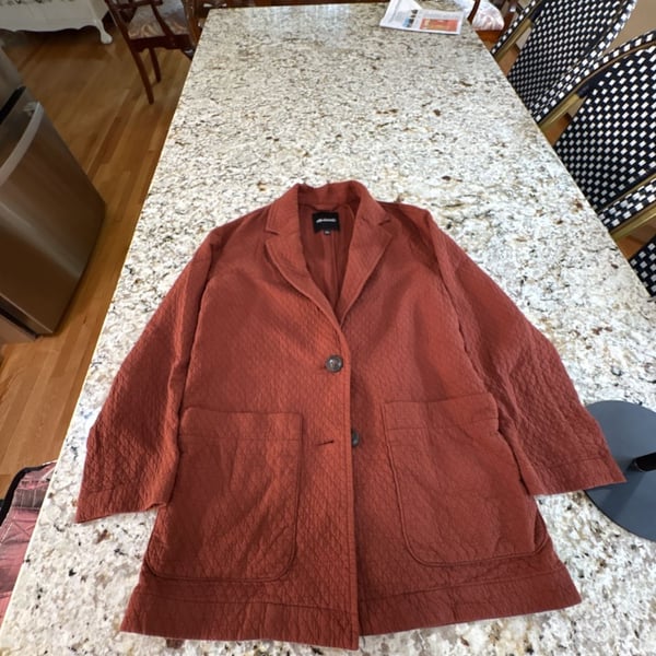 Madewell Quilted Cotton Shawl Blazer XXS Rust Red Jacquard Button Jacket