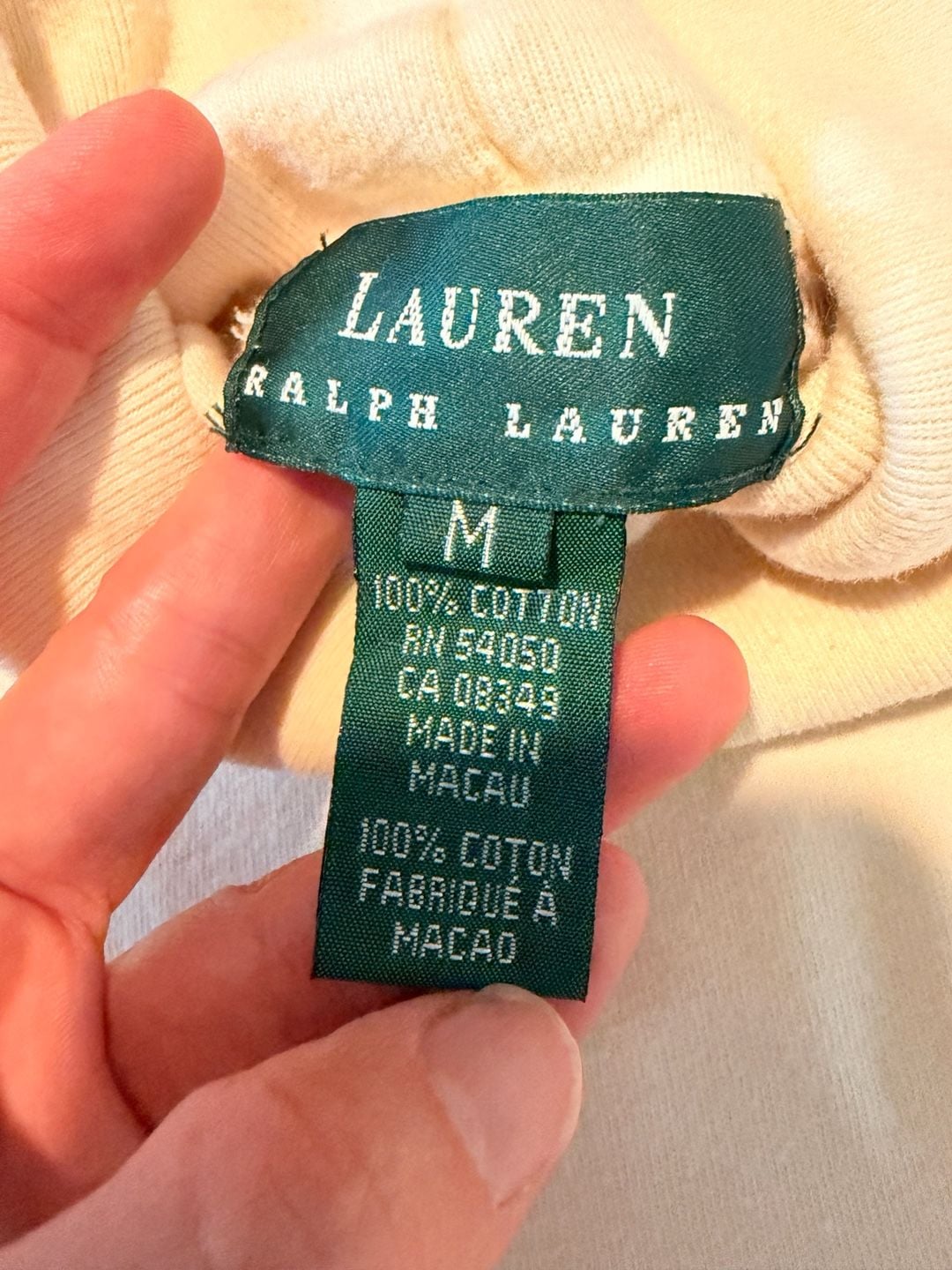 Lauren Ralph Lauren Turtleneck Shirt Size M White Crest Logo Cotton 4