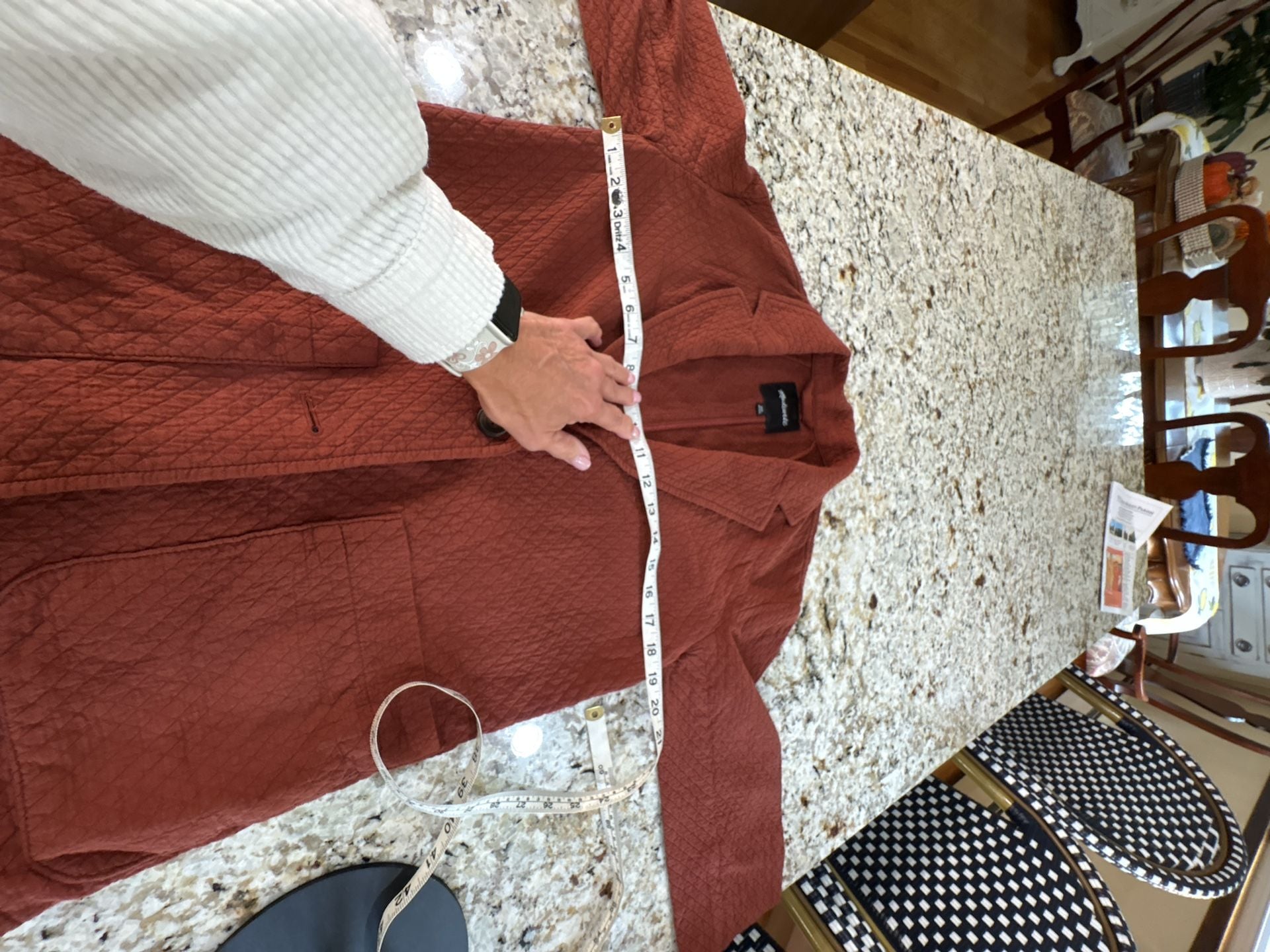 Madewell Quilted Cotton Shawl Blazer XXS Rust Red Jacquard Button Jacket 6