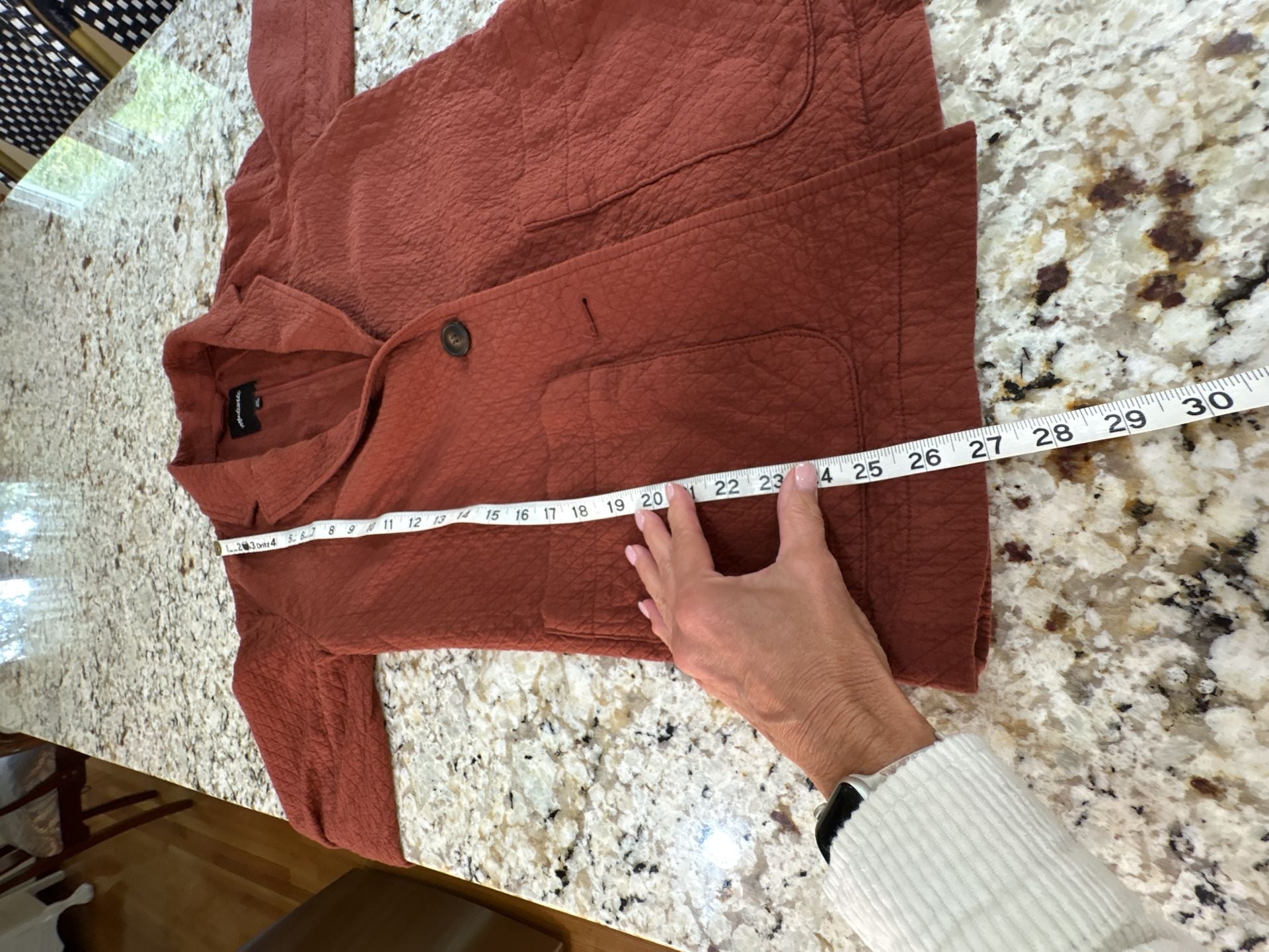 Madewell Quilted Cotton Shawl Blazer XXS Rust Red Jacquard Button Jacket 7