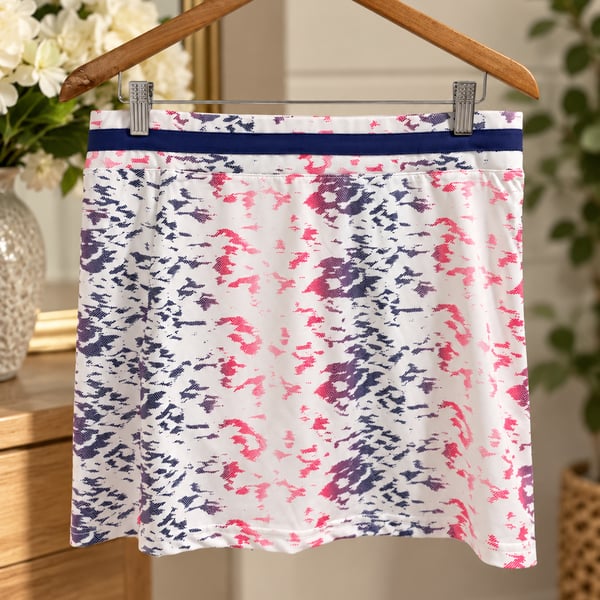 NWT Pebble Beach Skort Size L Pink White Athletic Golf Tennis Skort 16”