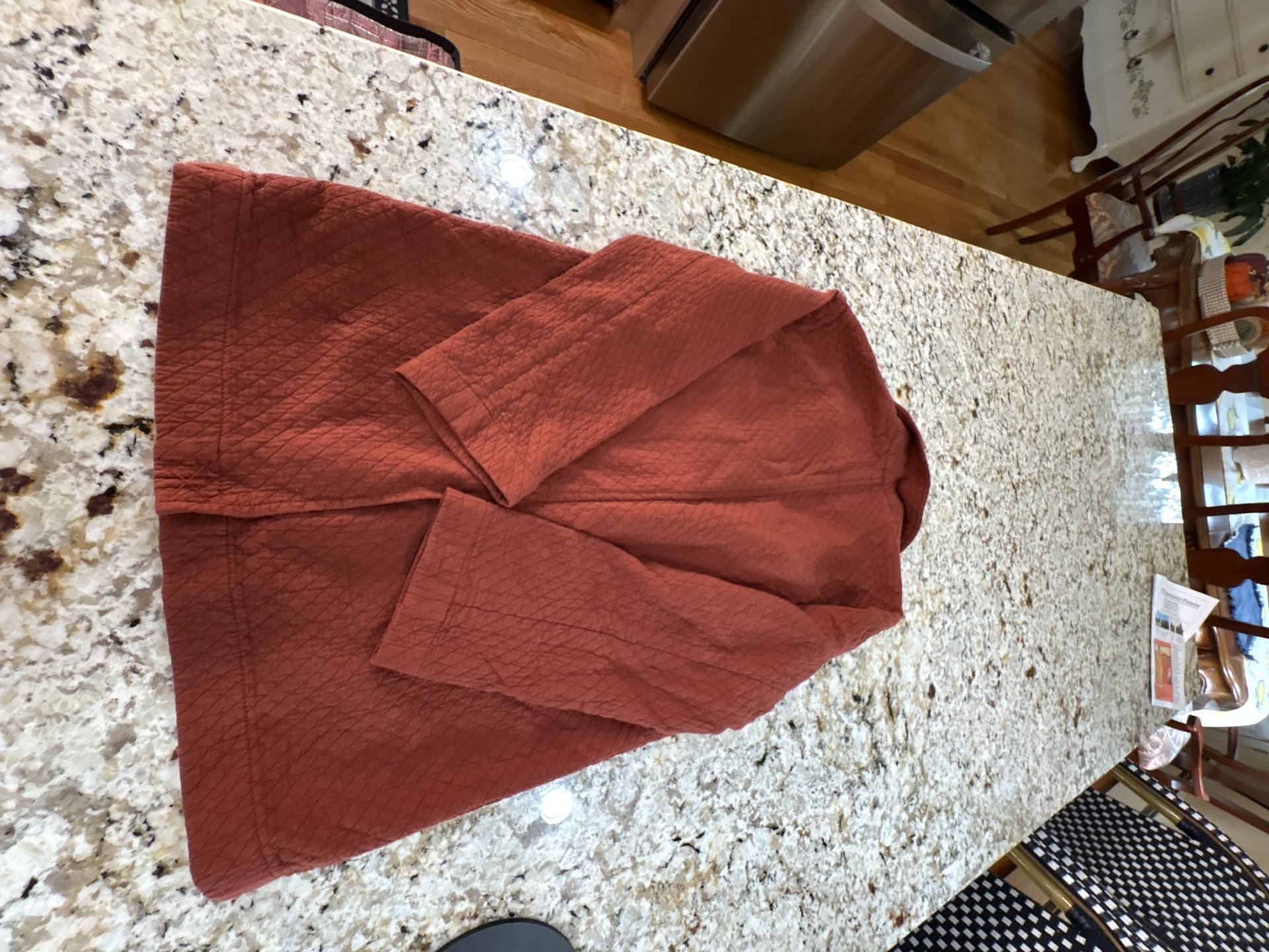 Madewell Quilted Cotton Shawl Blazer XXS Rust Red Jacquard Button Jacket 8