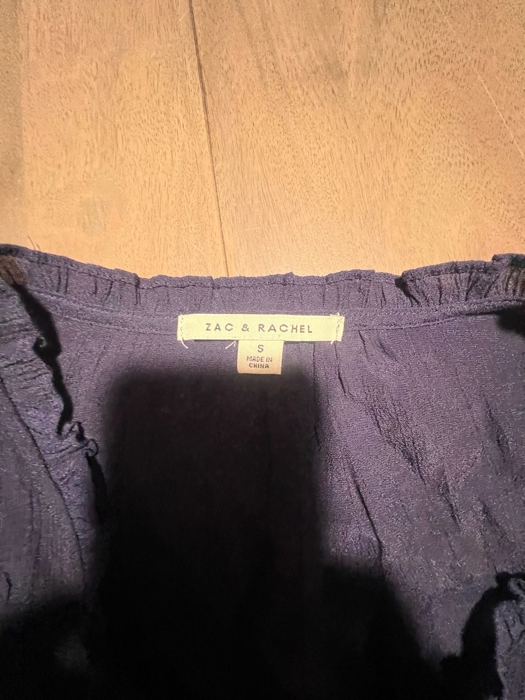 Zac & Rachel Ruffle Neck Blouse Size S Blue Long Sleeve 5