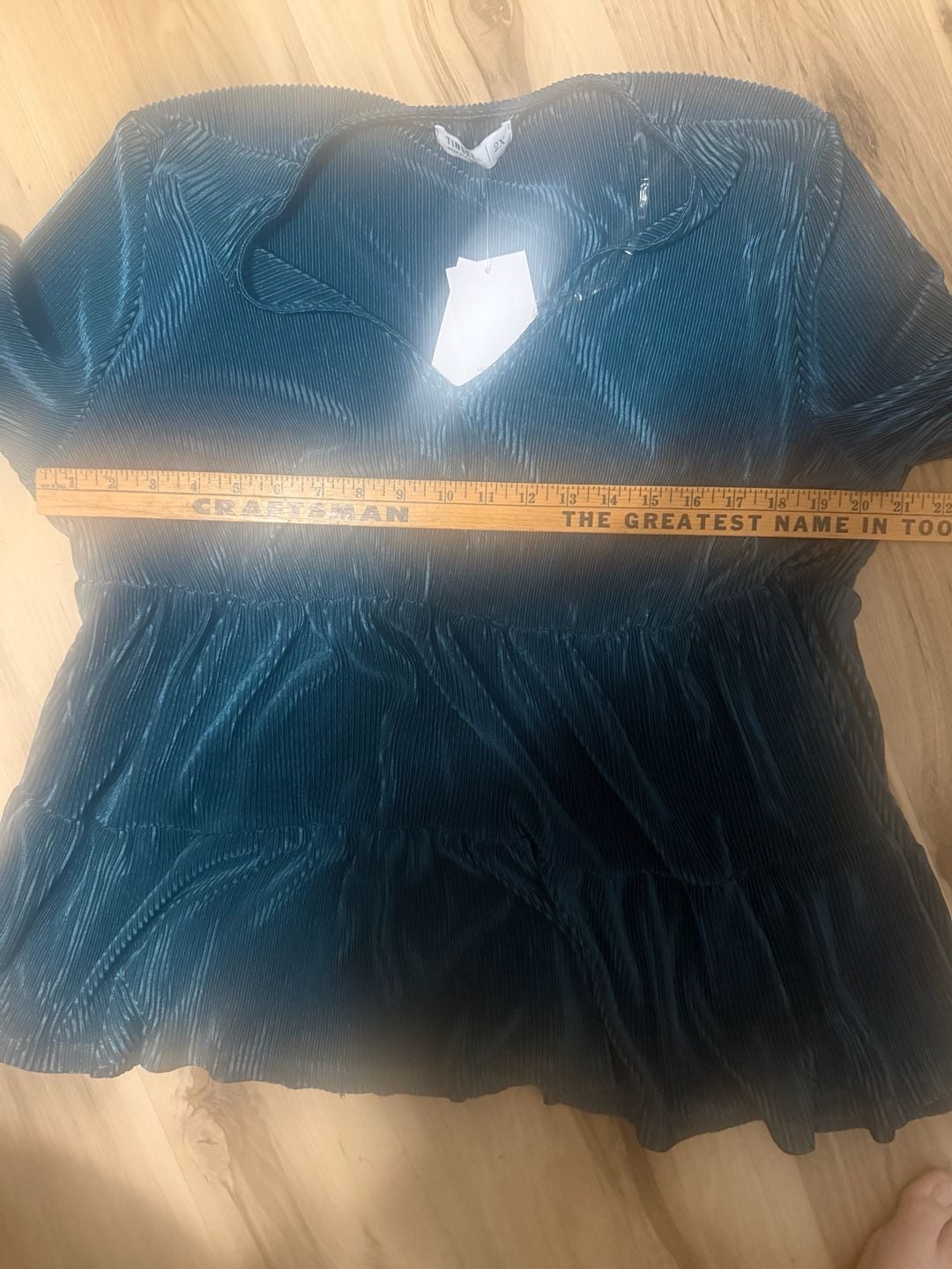 Tinsel NWT 2X Reflecting Pond Teal Pleated Tiered Tunic Top 8