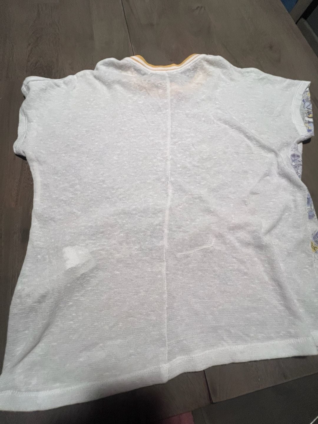 Pull&Bear Floral T-Shirt Size S White Blue Yellow Bird Short Sleeve 3