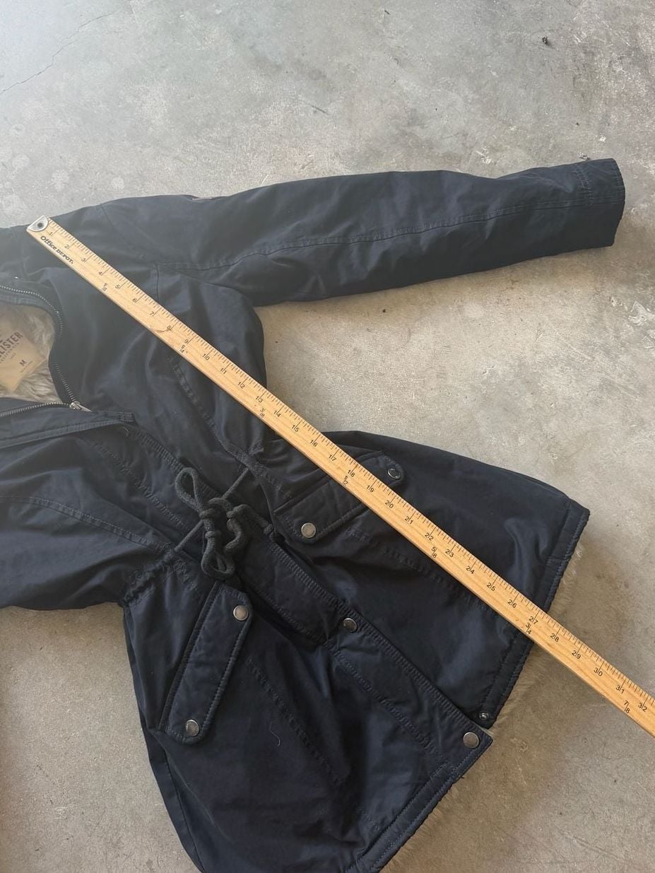 Y2K Hollister Faux Fur Lined Black Parka Jacket Size Women’s M 6