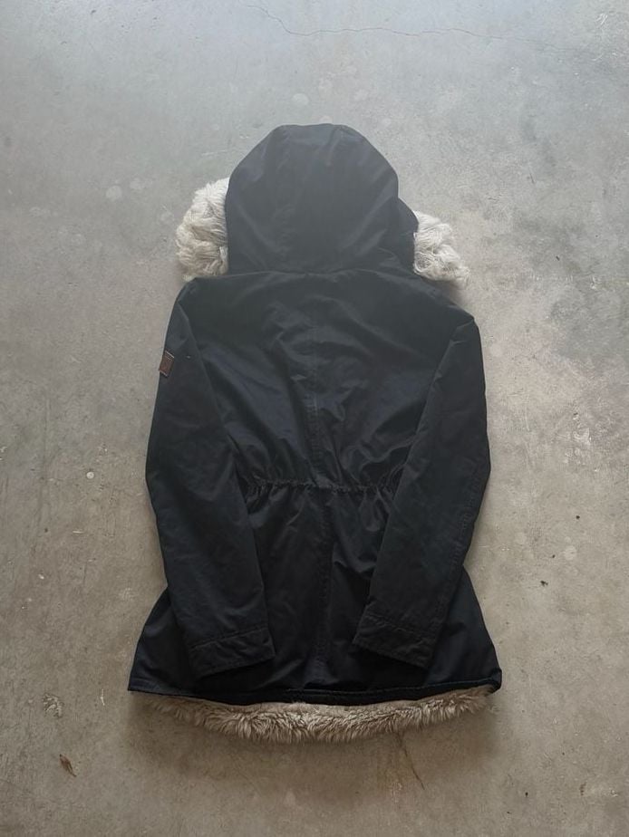 Y2K Hollister Faux Fur Lined Black Parka Jacket Size Women’s M 7