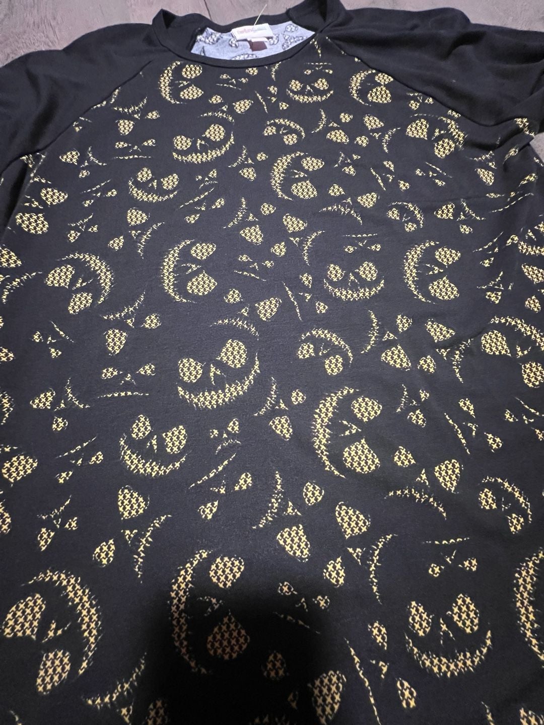 LuLaRoe Randy Size S Black Yellow Jack Skellington Pumpkin Shirt NWT 4
