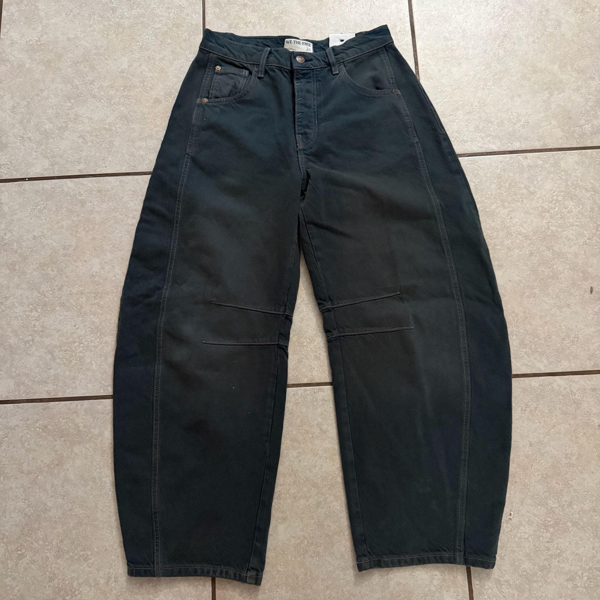 We The Free Good Luck Mid Rise Barrel Jeans Size 25 Black 2