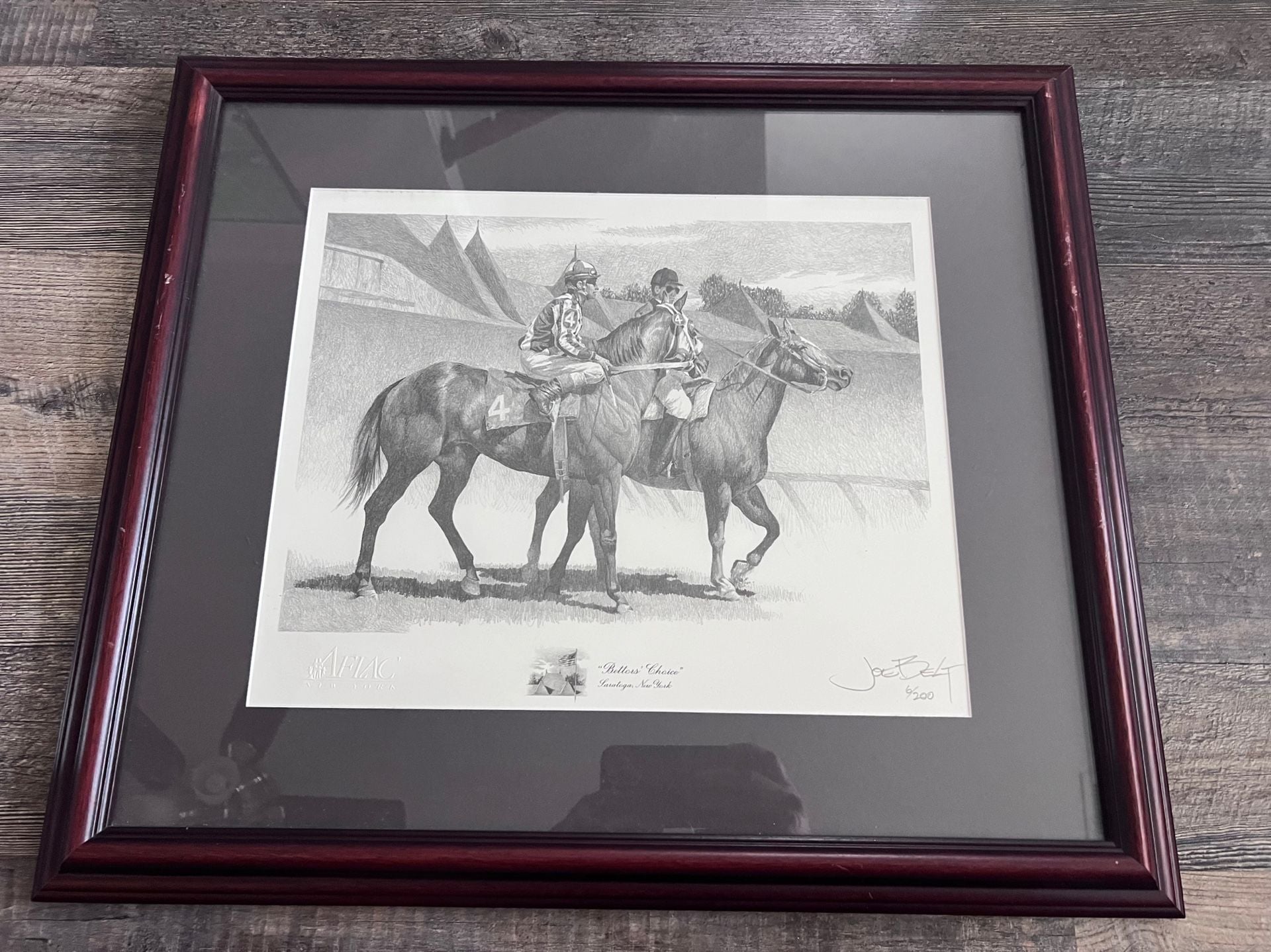 Joe Belt Bettors Choice Saratoga New York Framed Horse Print 6/200 1