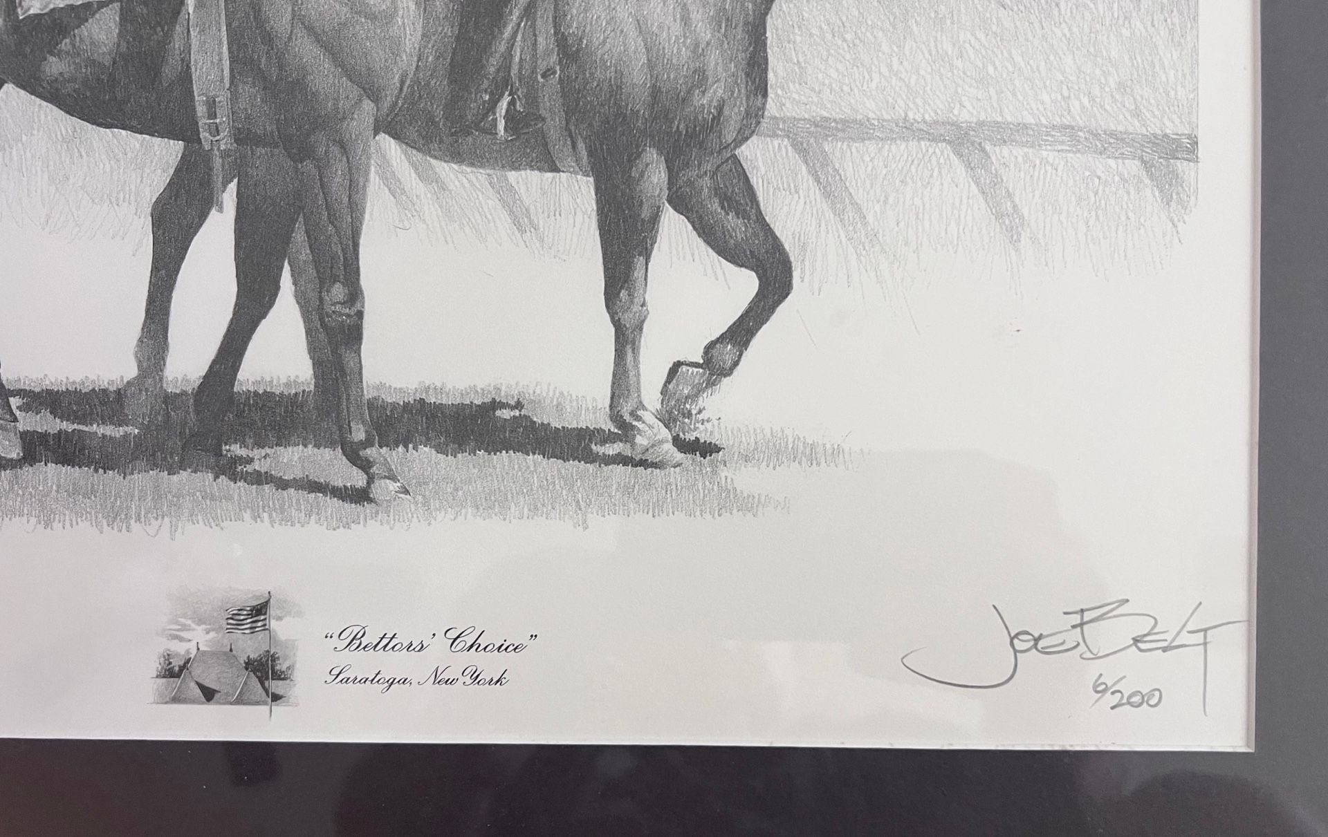 Joe Belt Bettors Choice Saratoga New York Framed Horse Print 6/200 3