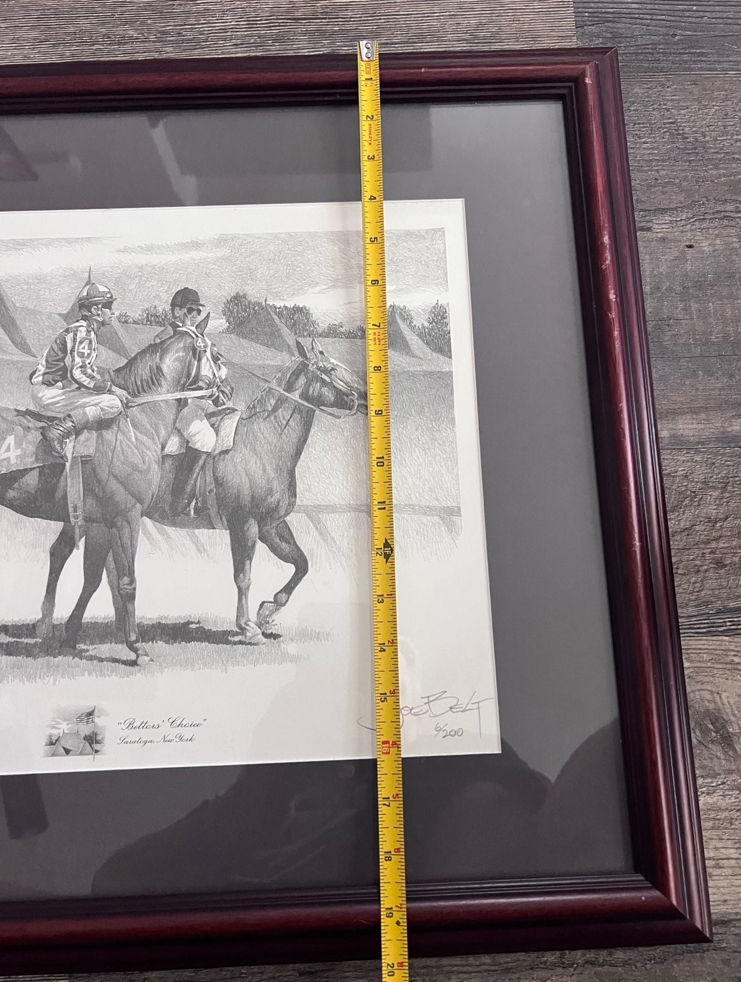 Joe Belt Bettors Choice Saratoga New York Framed Horse Print 6/200 7