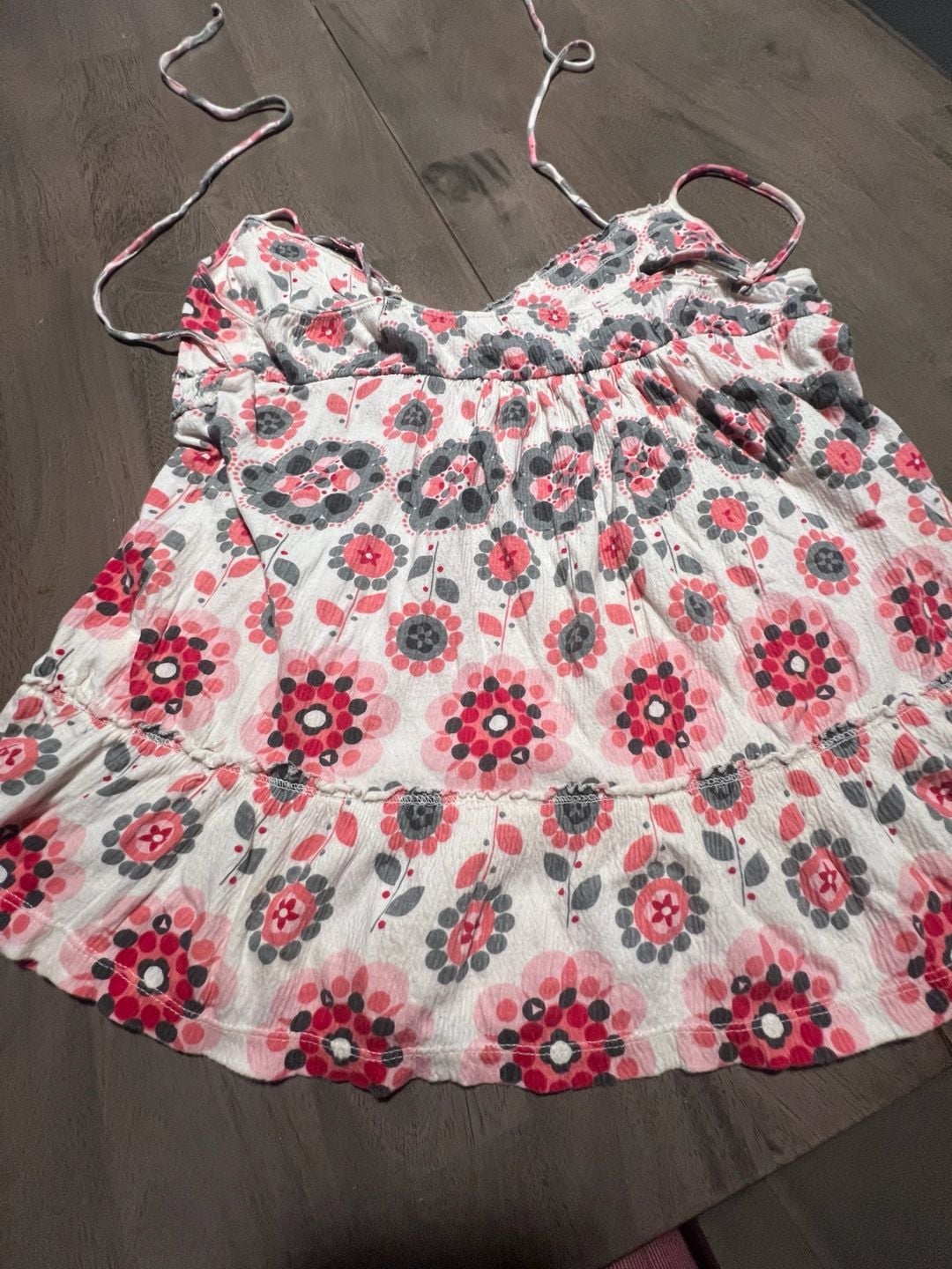 Duck Head Jeans Co. Tank Top Size Small White Pink Floral Ruffle Camisole 3
