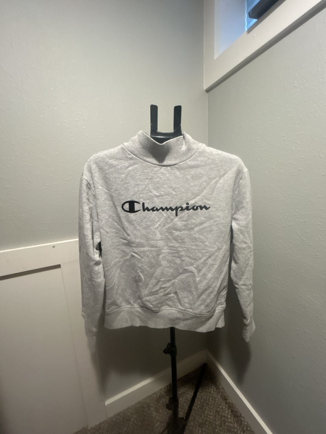 Champion Mock Neck Sweatshirt Size M Gray Script Logo 2