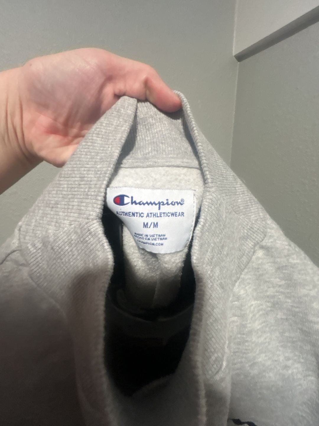 Champion Mock Neck Sweatshirt Size M Gray Script Logo 4