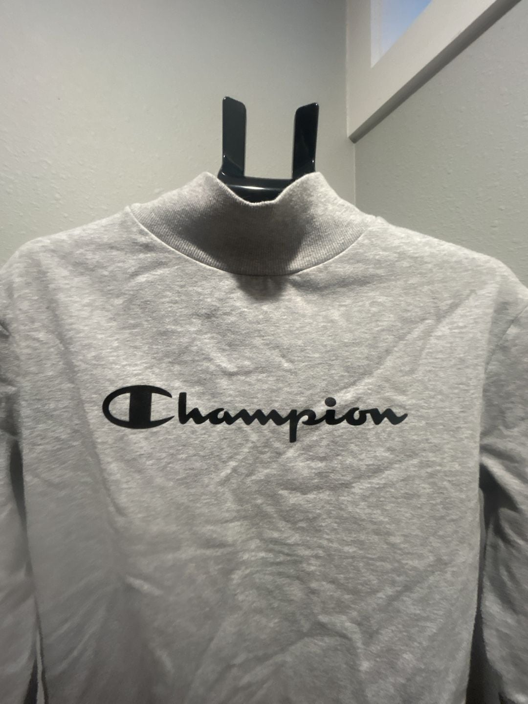 Champion Mock Neck Sweatshirt Size M Gray Script Logo 5