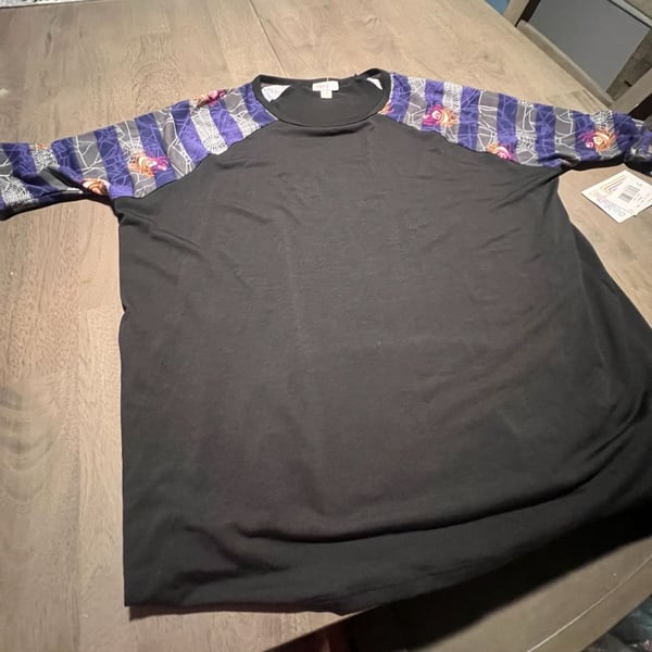 LuLaRoe Irma Tunic Size XXS Black Purple Halloween Spider Web Top