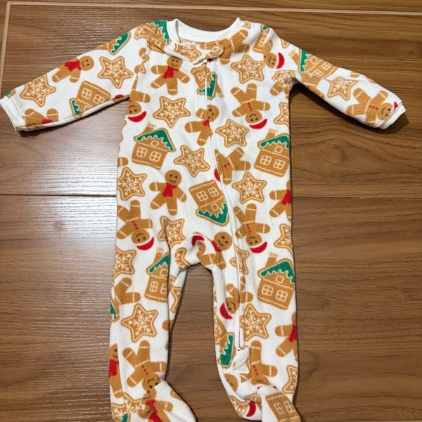 lullaby lane Footed Sleeper Size 3-6 mos Gingerbread Man Christmas