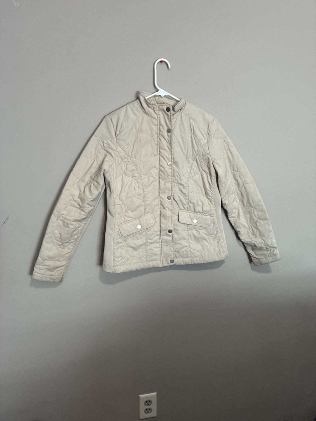 A New Day Quilted Jacket Size S Cream Lightweight Utility Snaps 2