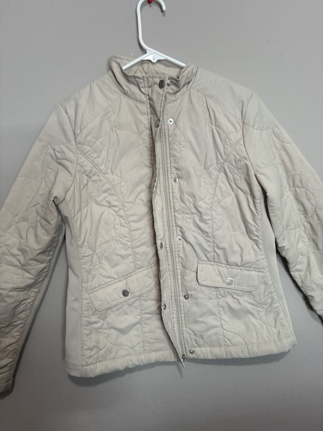 A New Day Quilted Jacket Size S Cream Lightweight Utility Snaps 3