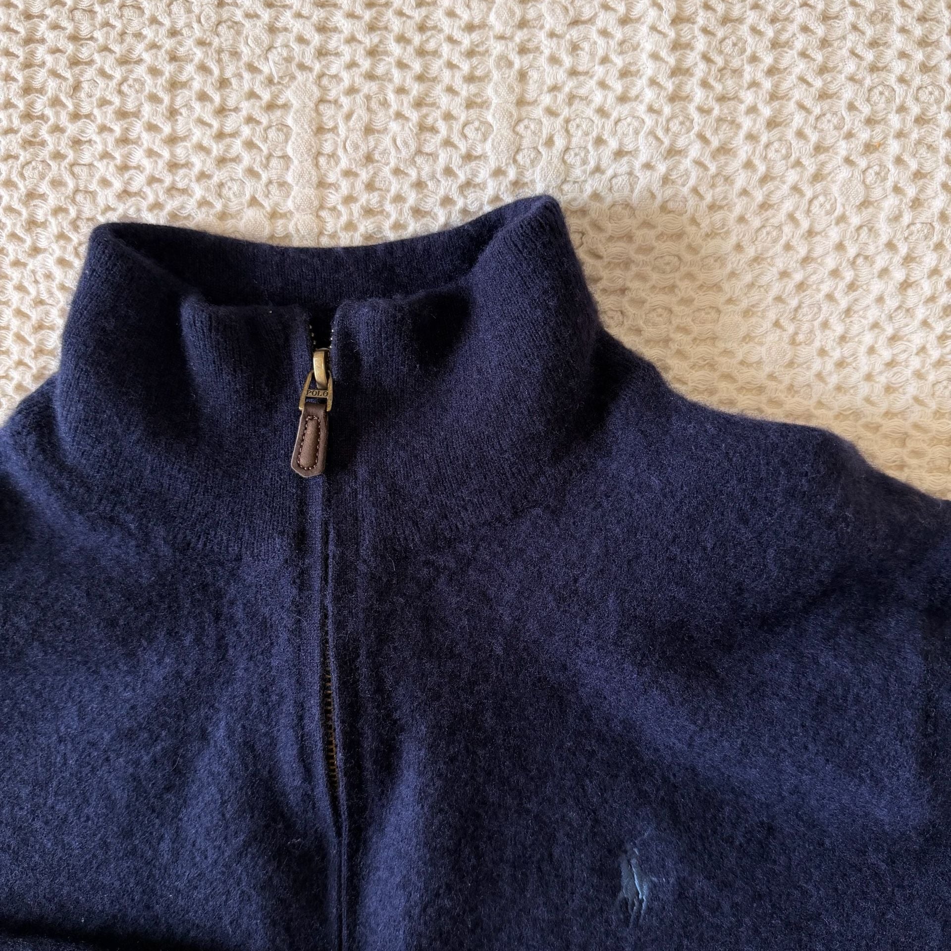 Polo Ralph Lauren 100% Wool Quarter Zip Sweater Navy Men's L $228 4