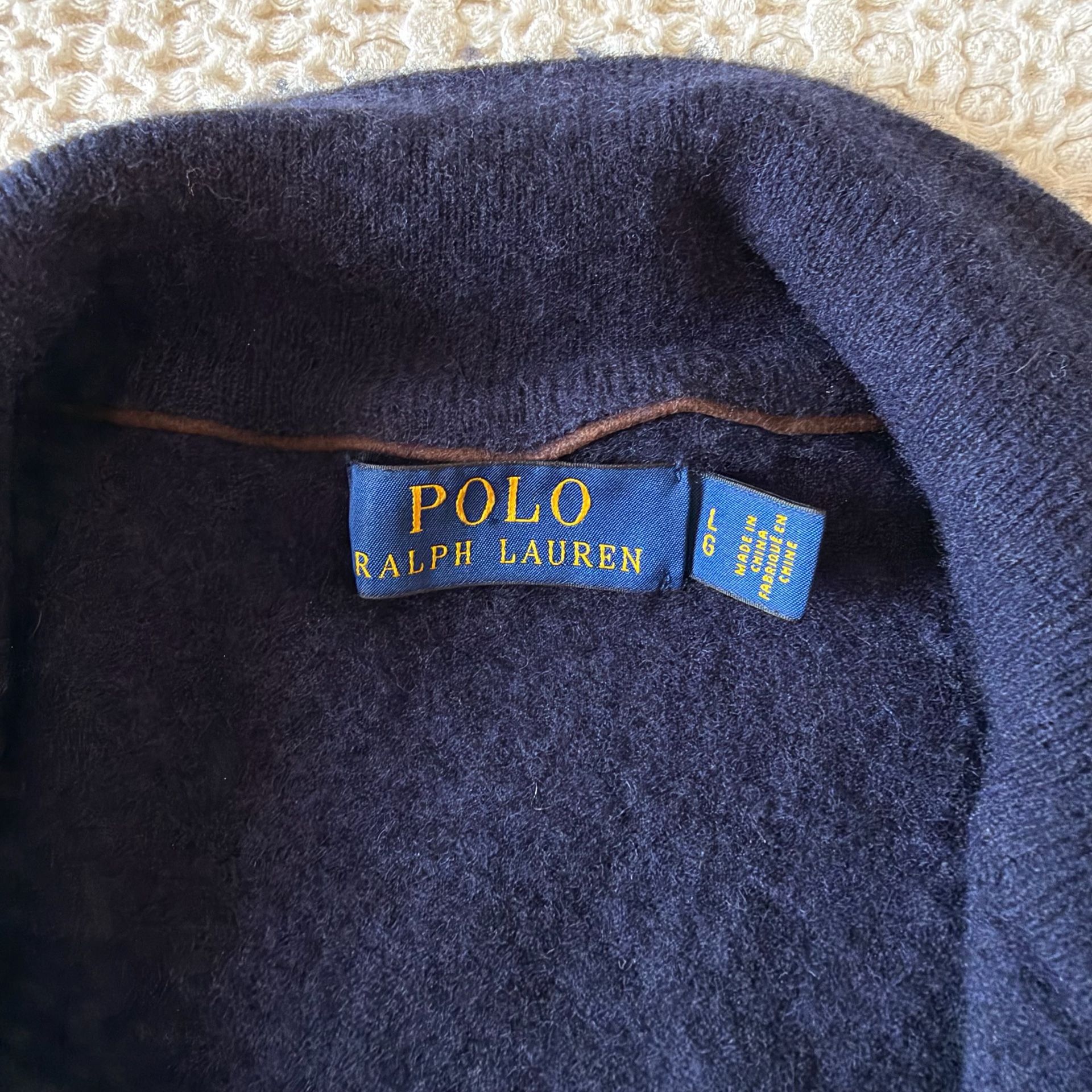 Polo Ralph Lauren 100% Wool Quarter Zip Sweater Navy Men's L $228 5
