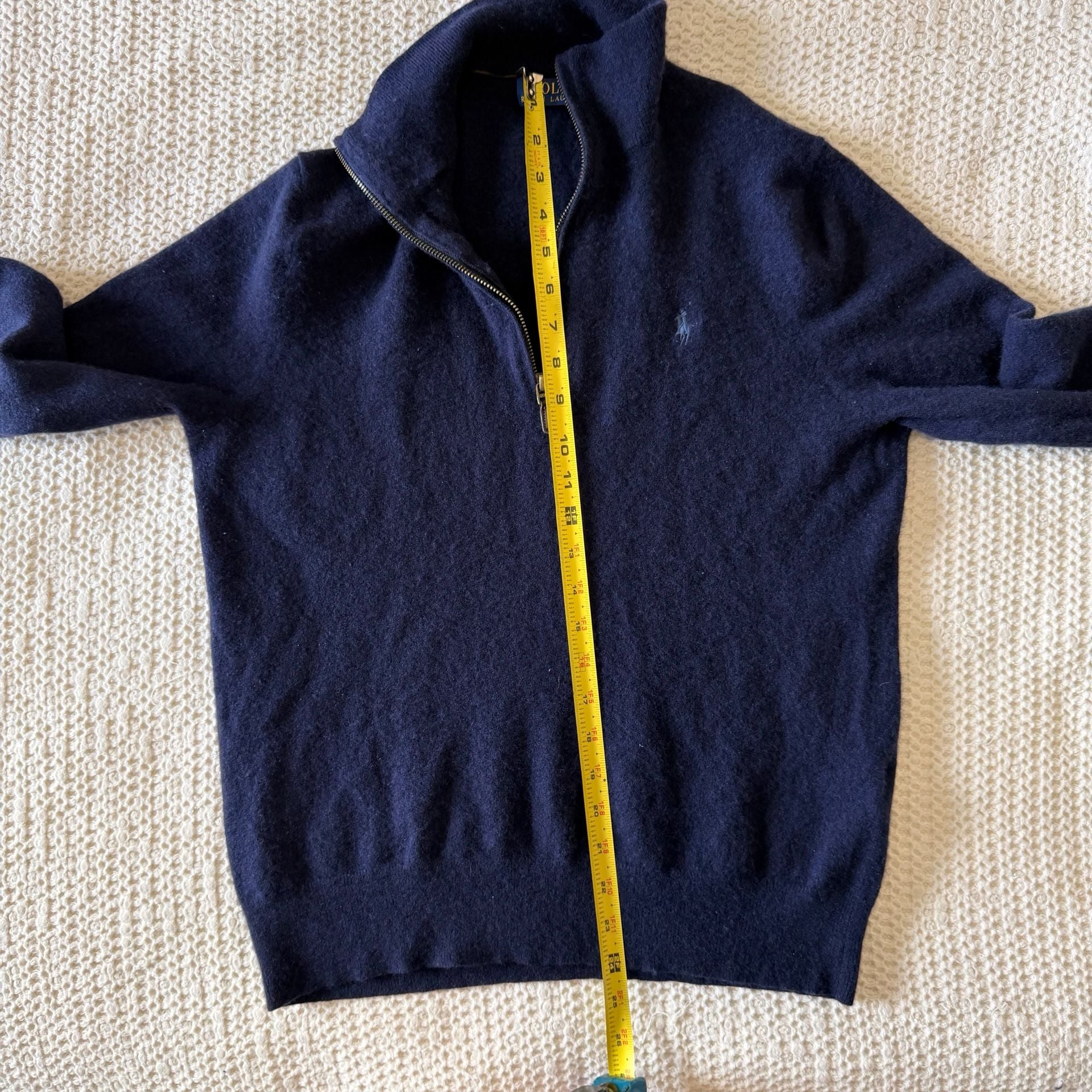 Polo Ralph Lauren 100% Wool Quarter Zip Sweater Navy Men's L $228 9