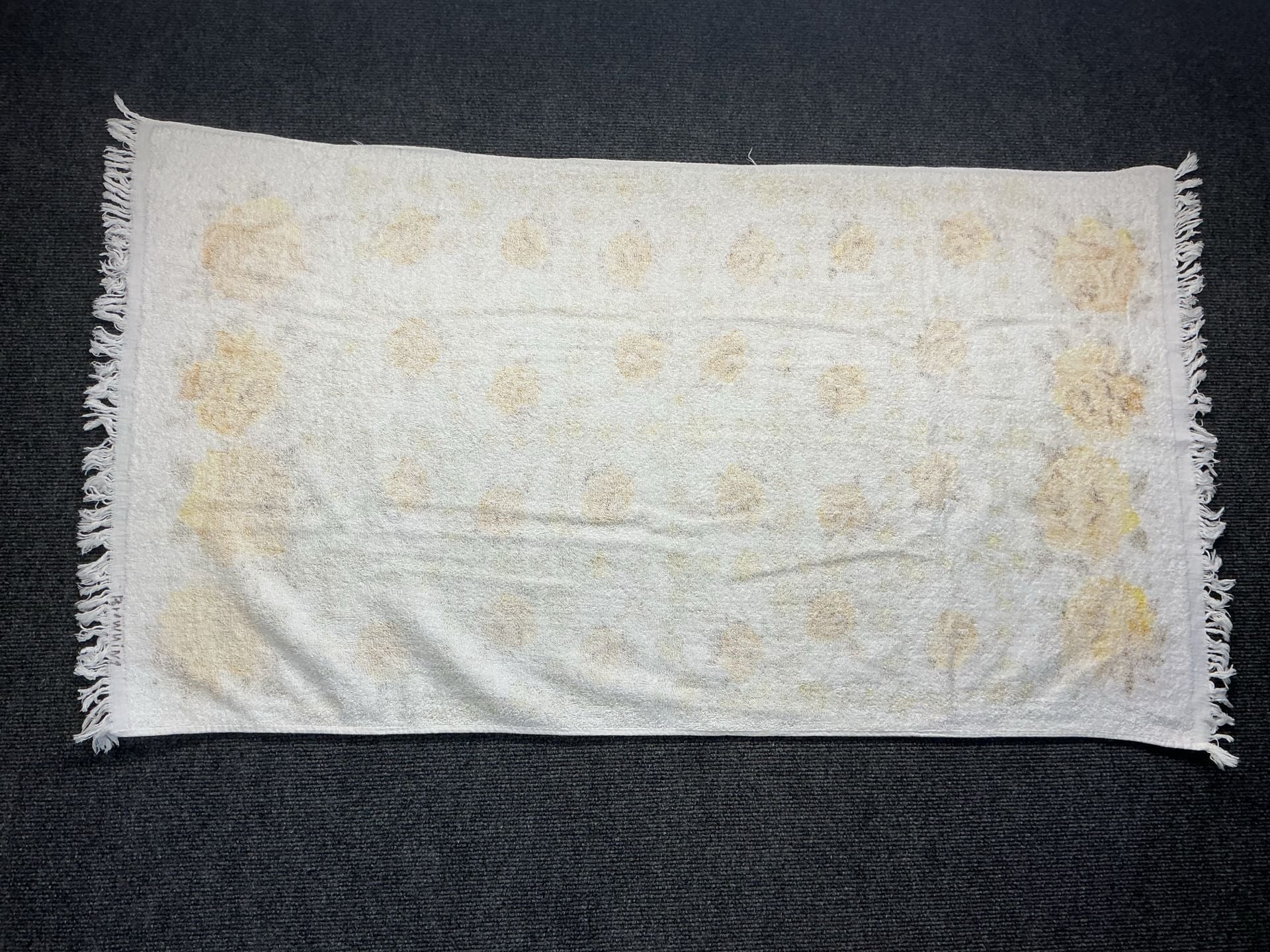 Cannon Vintage Yellow Rose Floral Terry Cloth Bath Towel 22 x 36 Fringed 5