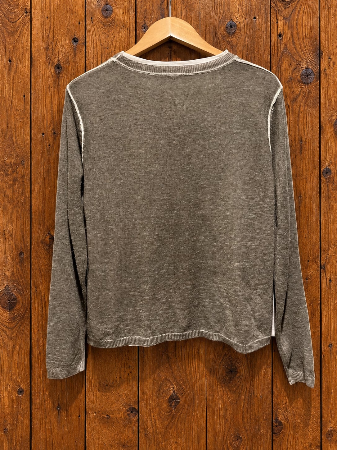 Náti Layered Wool Blend Exposed Seam Top Gray Taupe Size S 7