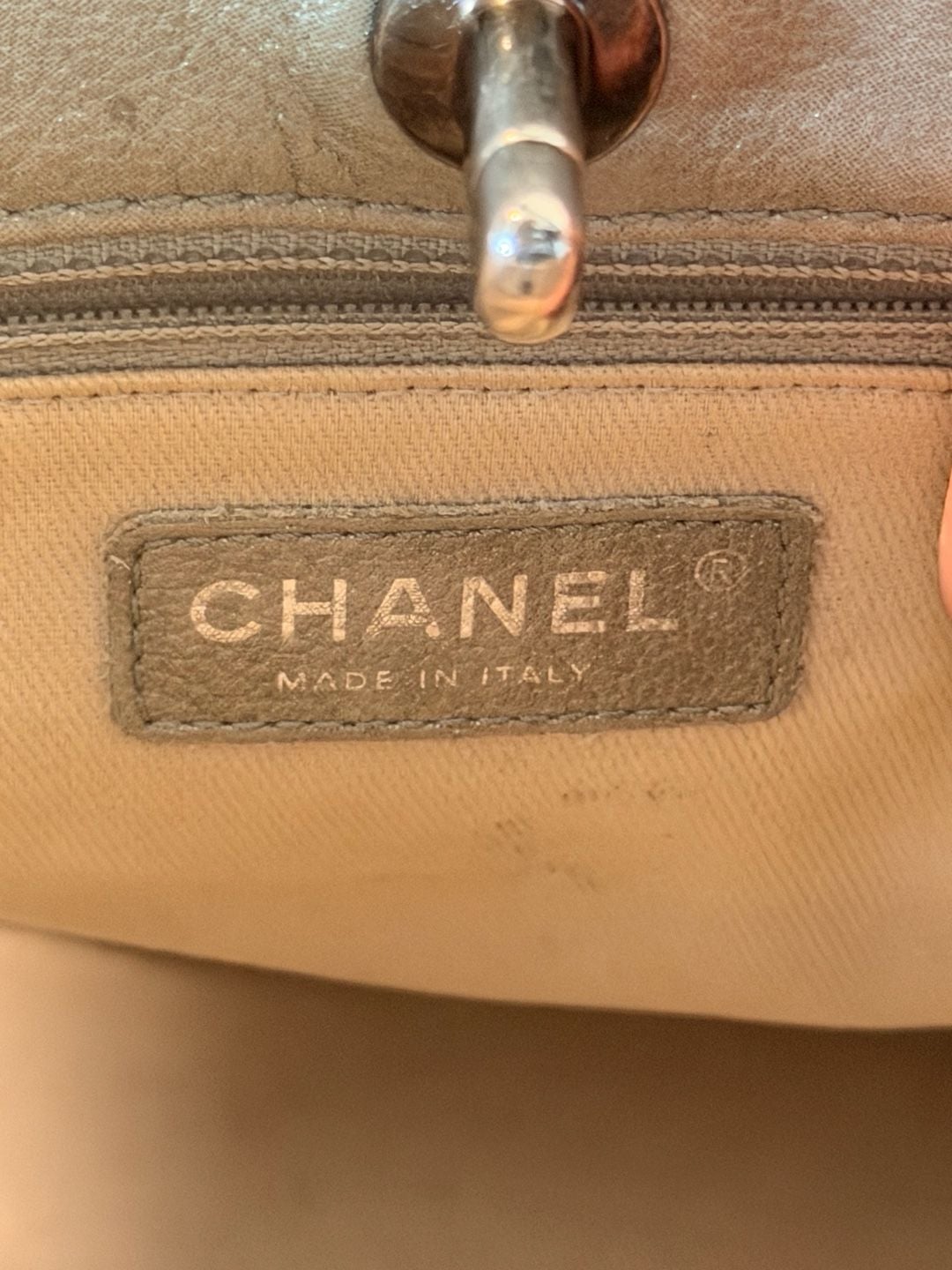 Chanel Shopping In Chains Tote Grey Quilted Glazed Calfskin Leather 8