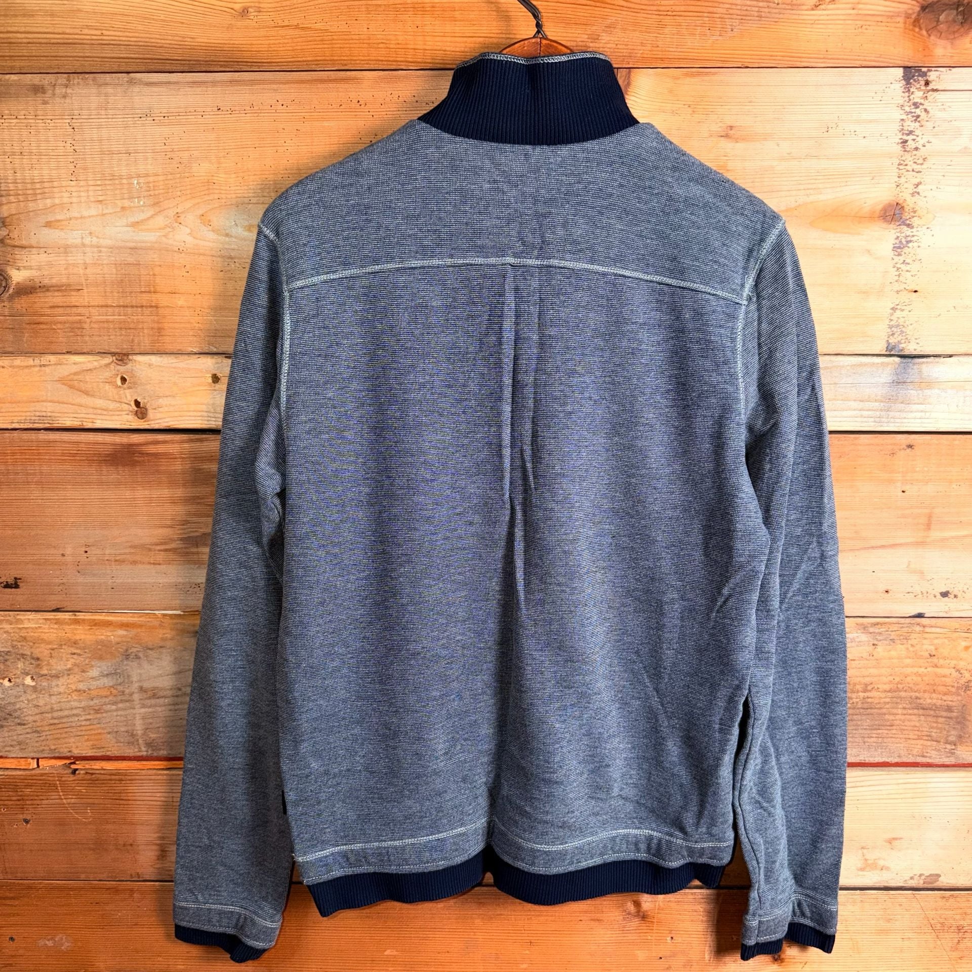 Hugo Boss Henley Sweater Size M Blue Cotton Mock Neck Regular Fit 3