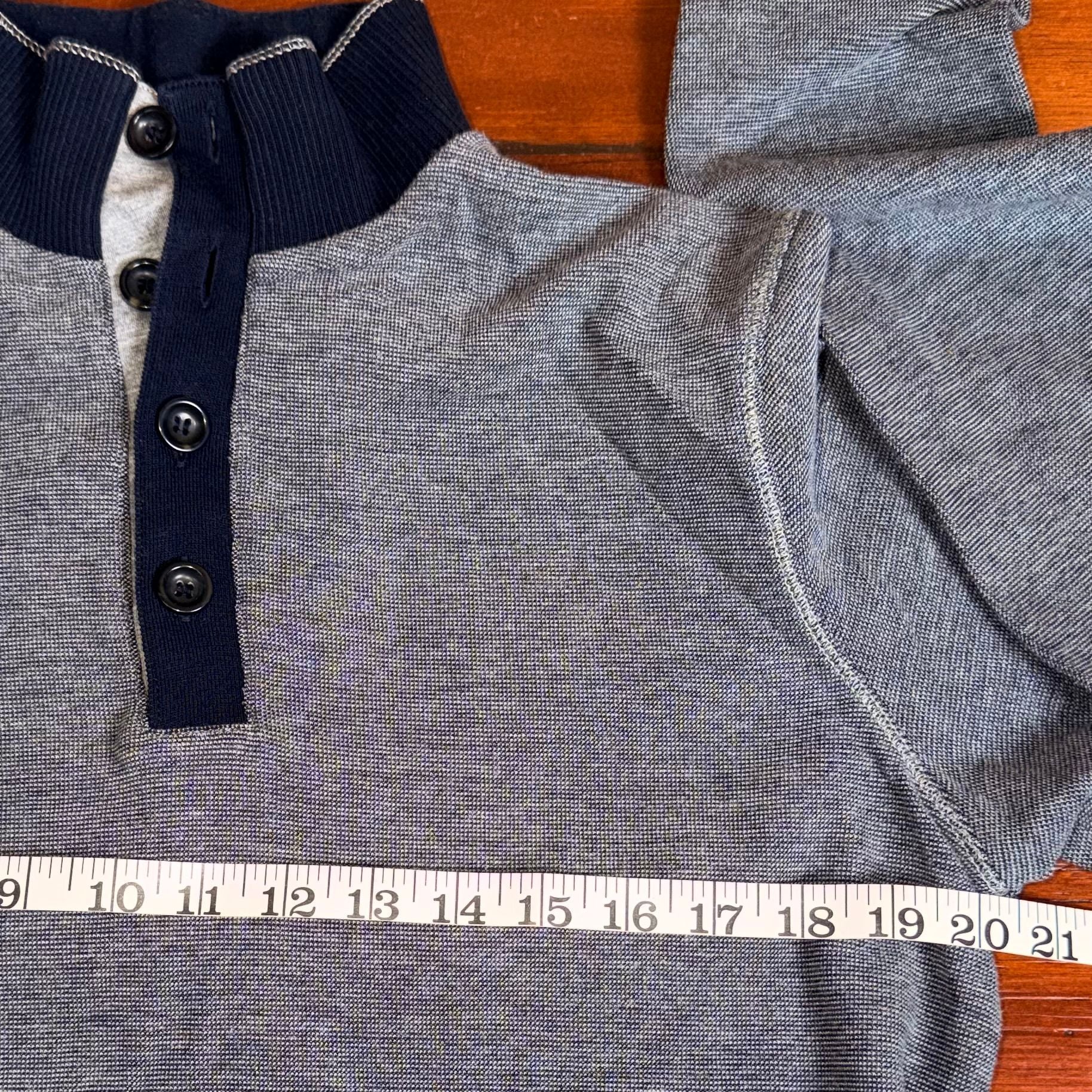 Hugo Boss Henley Sweater Size M Blue Cotton Mock Neck Regular Fit 8