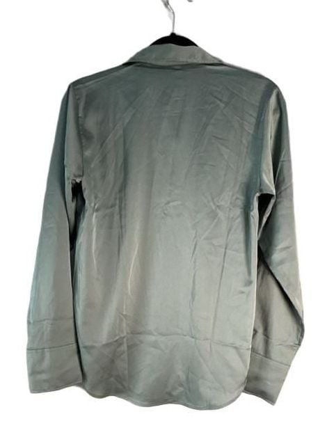 H&M Satin Long Sleeve Button-Down Shirt Size XS Sage Green New 5