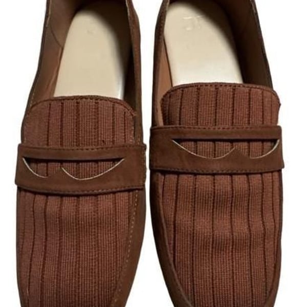 JF Joyce Classic Loafers Size 9 Brown Textile Slip-On Flats