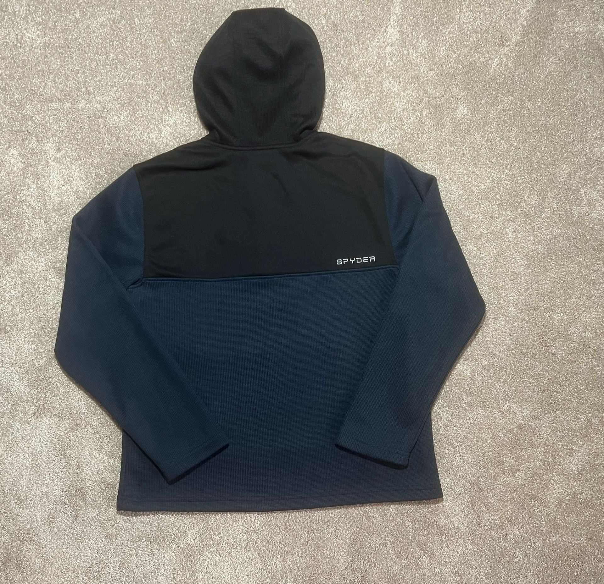Spyder Racer 1/4 Zip Pullover Hoodie Size M Black Navy Blue 3