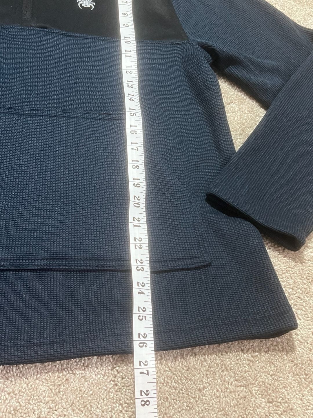Spyder Racer 1/4 Zip Pullover Hoodie Size M Black Navy Blue 9