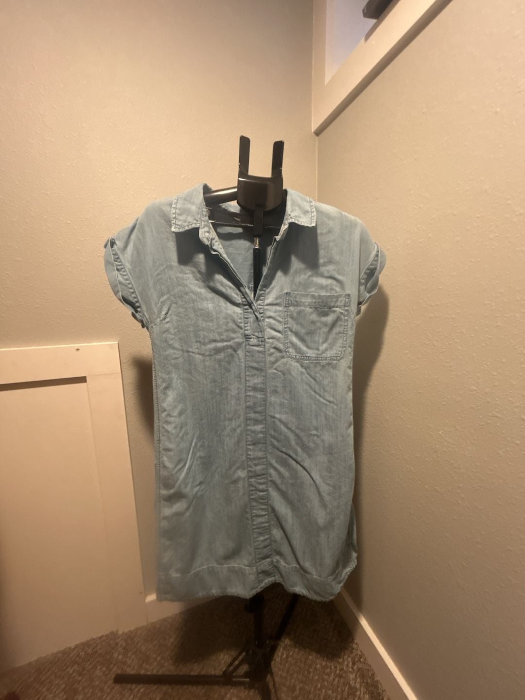 Market & Spruce Denim Tunic Dress Size M Light Wash Short Sleeve 2