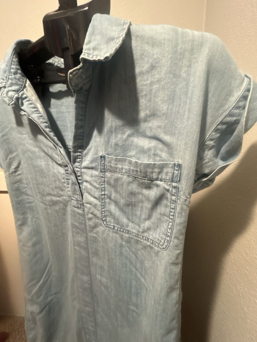 Market & Spruce Denim Tunic Dress Size M Light Wash Short Sleeve 3