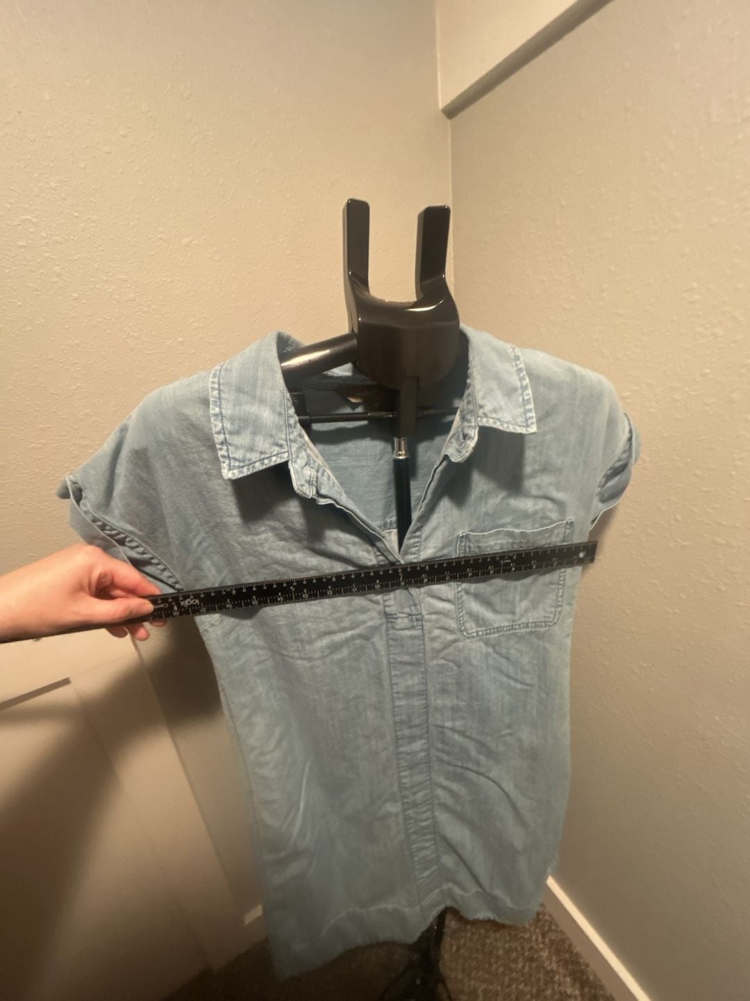 Market & Spruce Denim Tunic Dress Size M Light Wash Short Sleeve 4