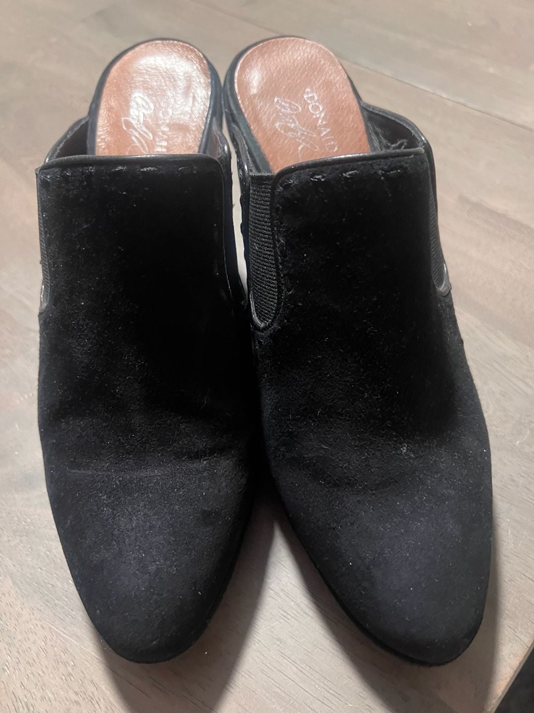 Donald J Pliner Ingrid Wedge Mules Size 9.5 Black Suede Leather 2