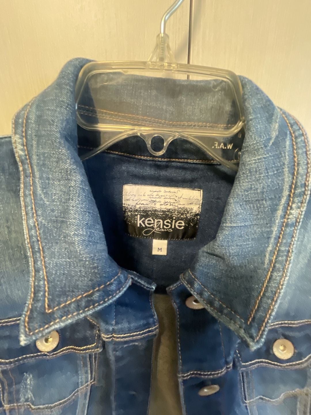 kensie Jeans Denim Vest Size M Blue Wash Distressed Sleeveless 3