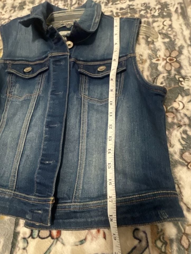 kensie Jeans Denim Vest Size M Blue Wash Distressed Sleeveless 8