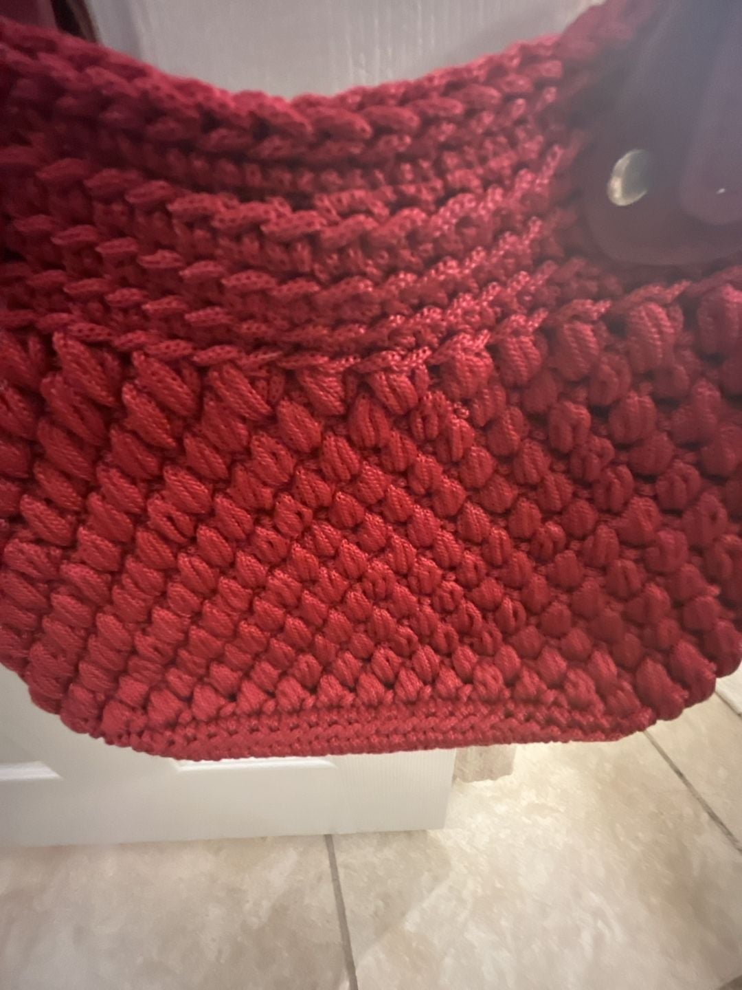 Handmade Red Crochet Shoulder Bag 11