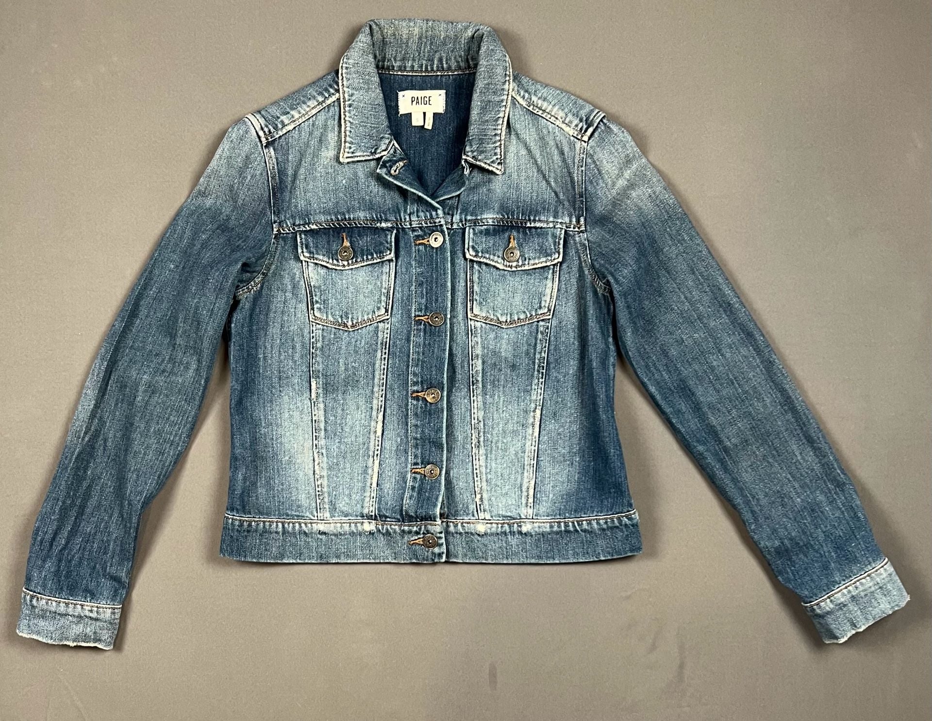 Paige Denim Jacket Size S Blue Distressed 2