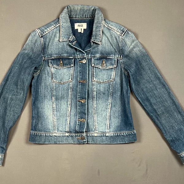 Paige Denim Jacket Size S Blue Distressed