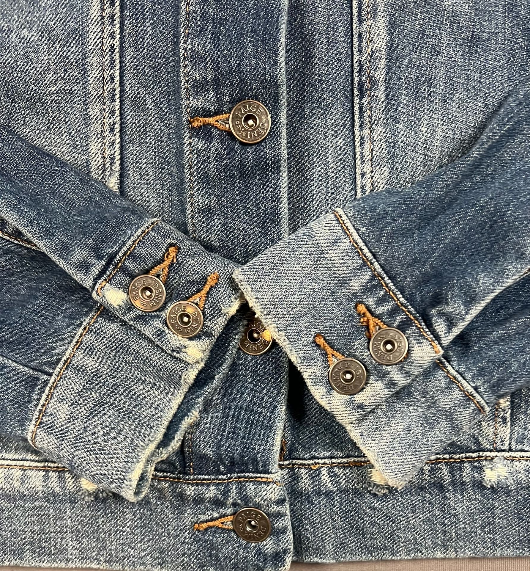 Paige Denim Jacket Size S Blue Distressed 5