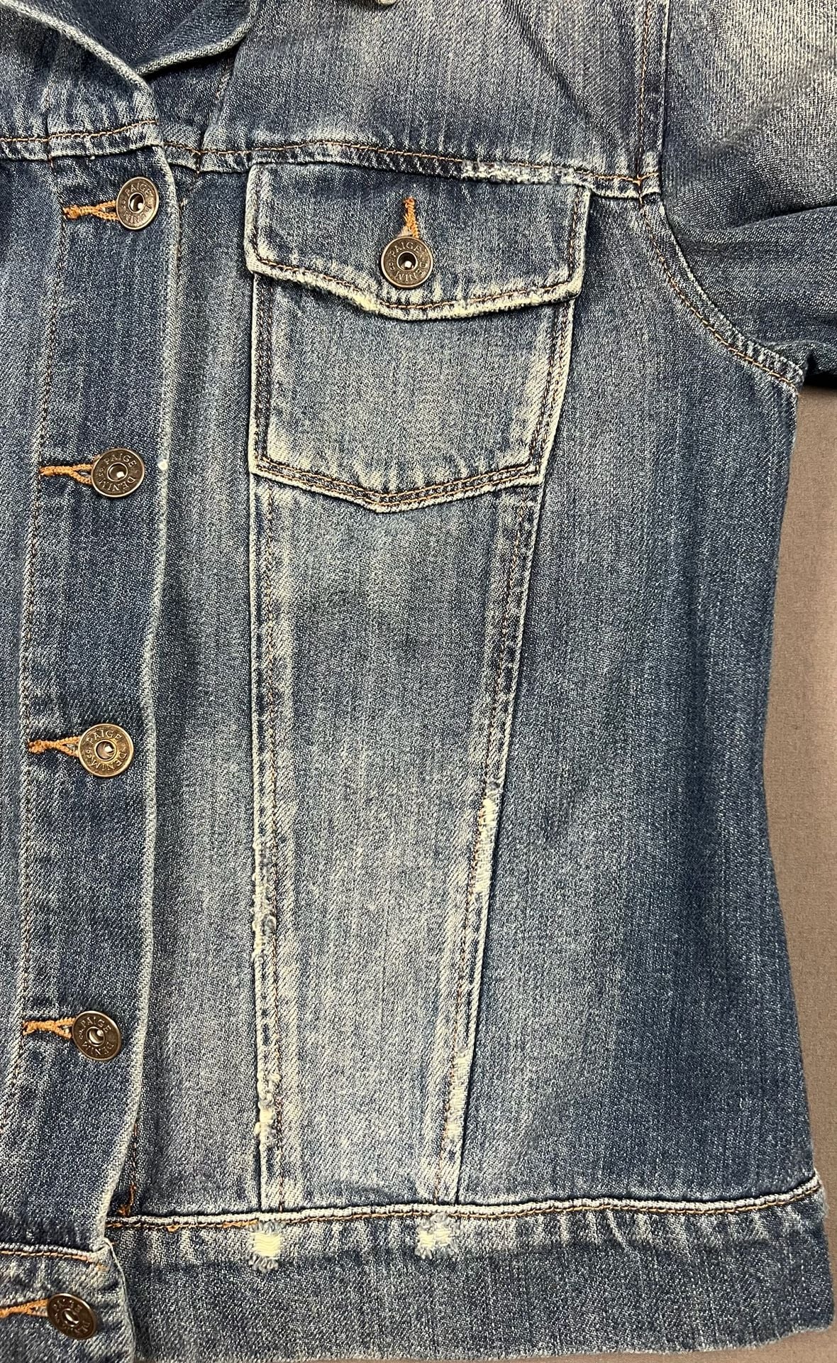 Paige Denim Jacket Size S Blue Distressed 6